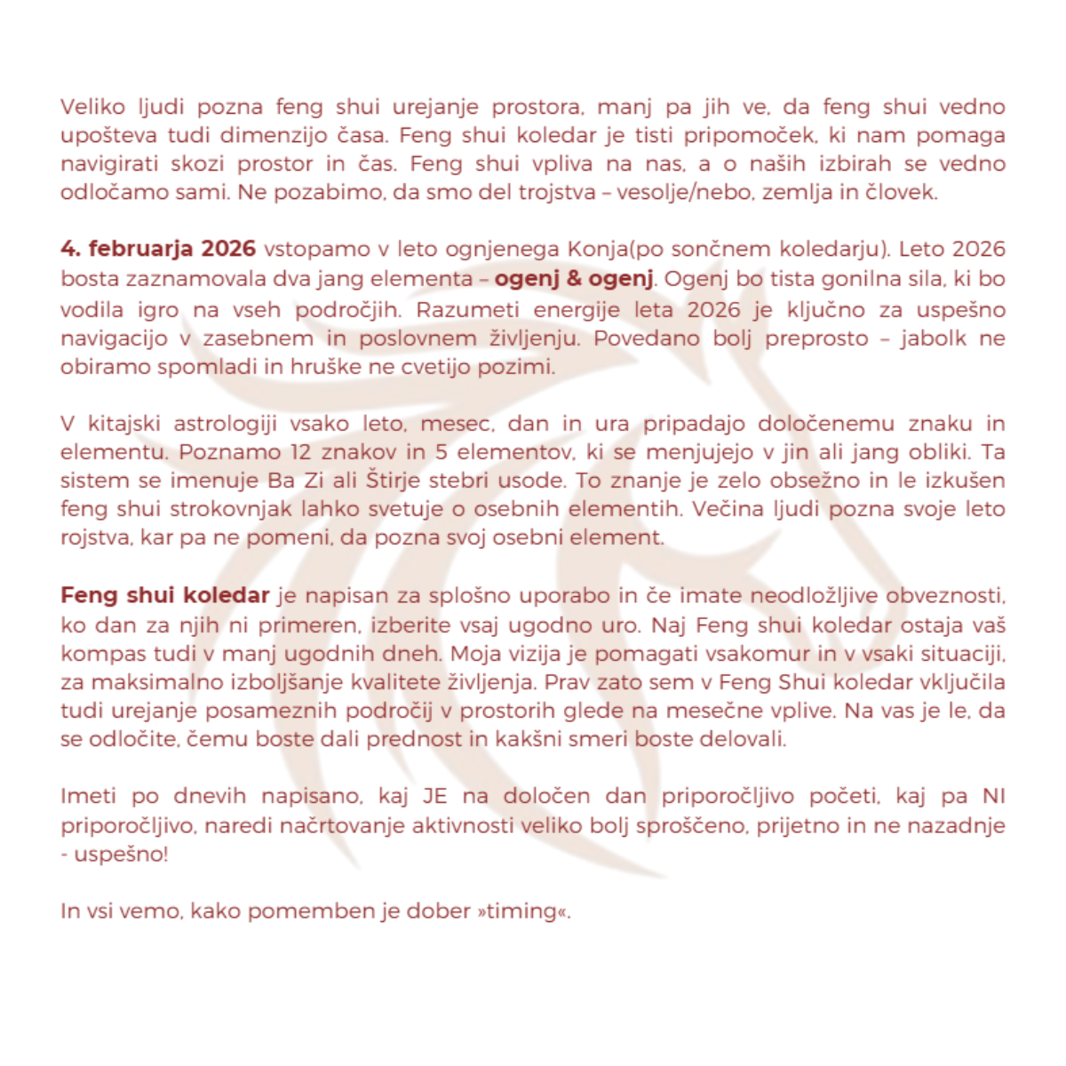 Feng Shui Koledar 2026 - Elektronska verzija - slika 2